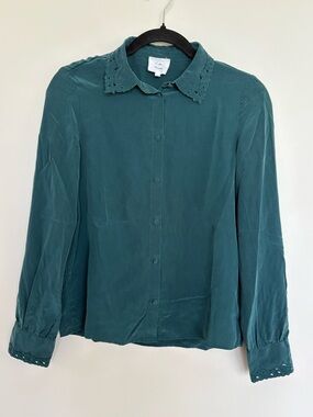 Sezane Silk Top Floral lace detail 34/2/XS